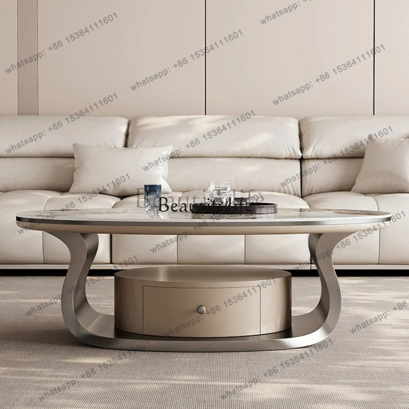 Z. A. Furniture - z.Light luxury rock slab oval coffee