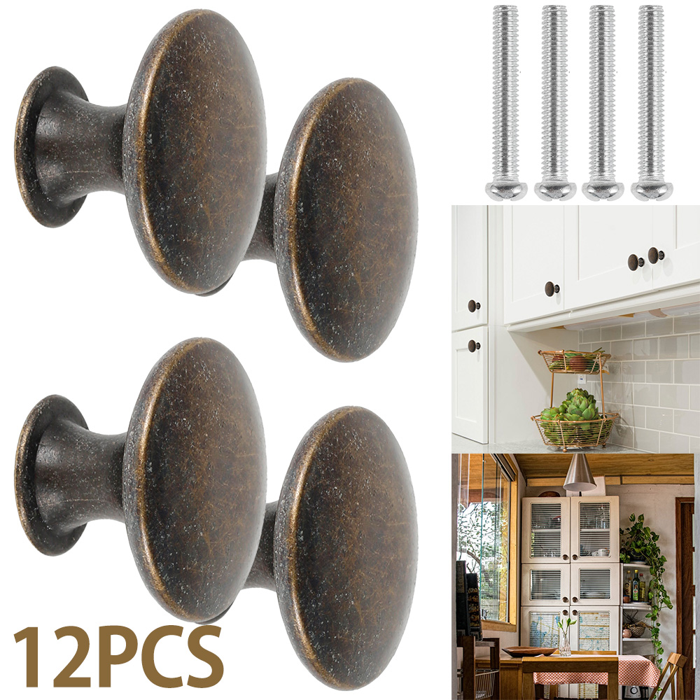Furniture And Kitchen Hardware Fitting - 12PCS Retro Pull Handles Bronze Tone